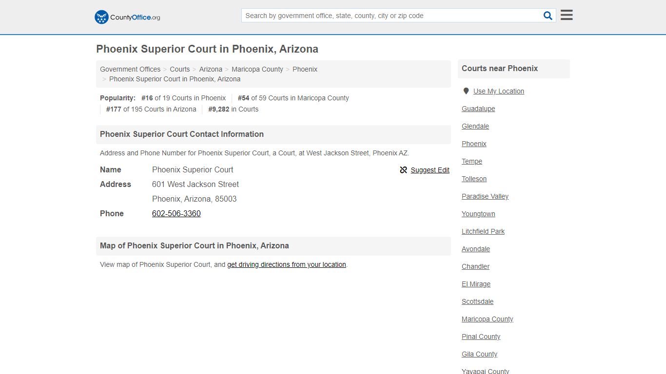 Phoenix Superior Court - Phoenix, AZ (Address and Phone)